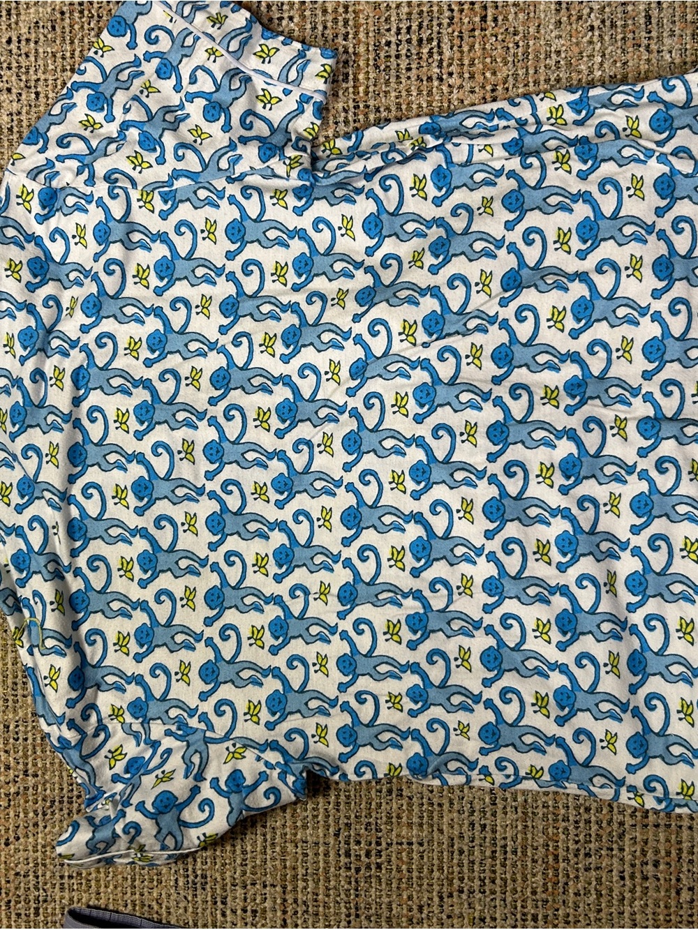 Amazon Blue and White Monkey Print Women's Pajama Set - Picture 3 of 6